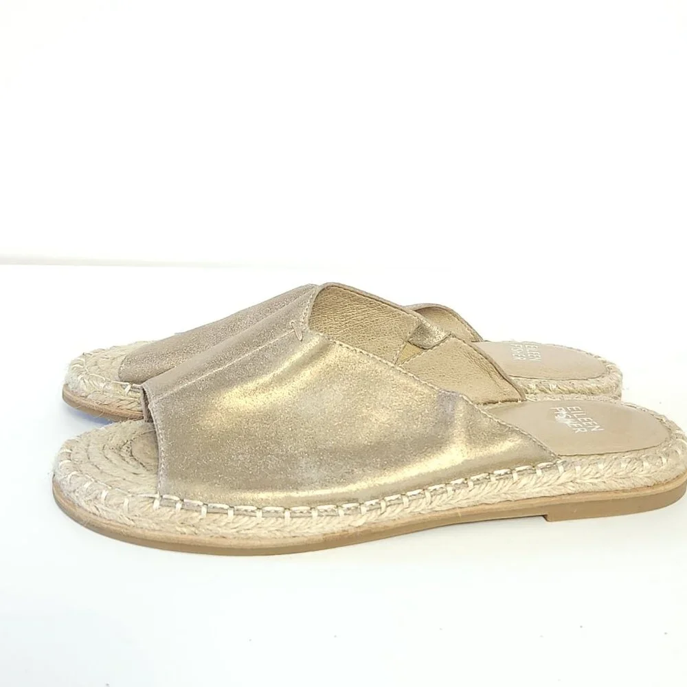 Eileen Fisher Milly Espadrille Sandals Gold Metallic 7